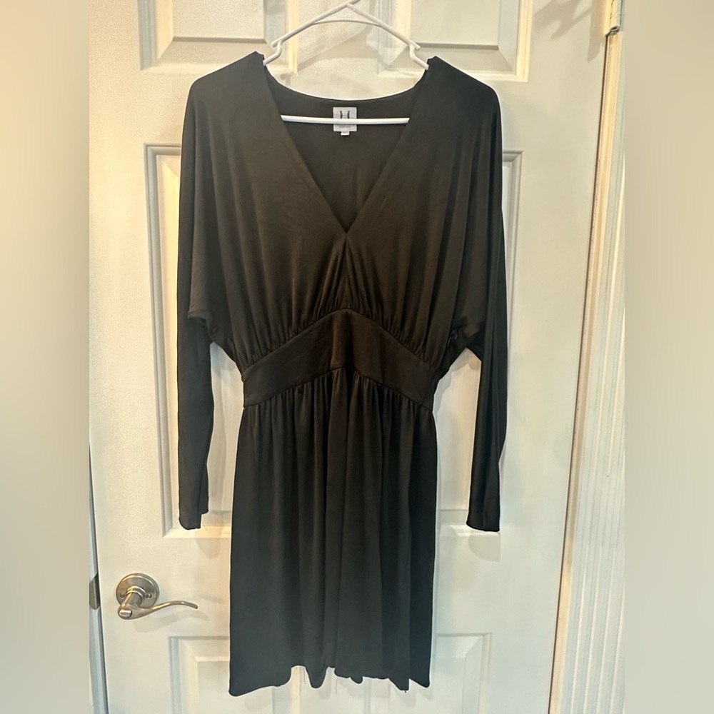 Halston Heritage Black Check Evening Dress Size 4 Long Sleeve